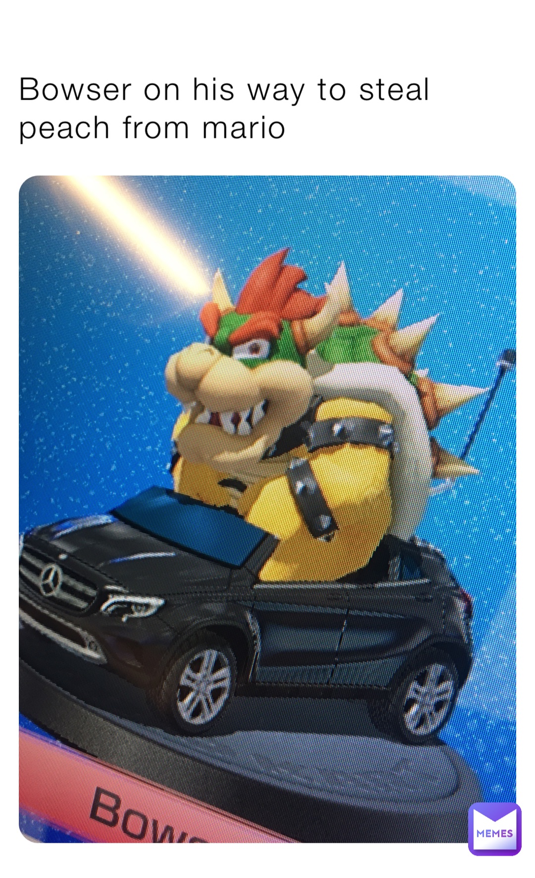 Bowser on his way to steal peach from mario