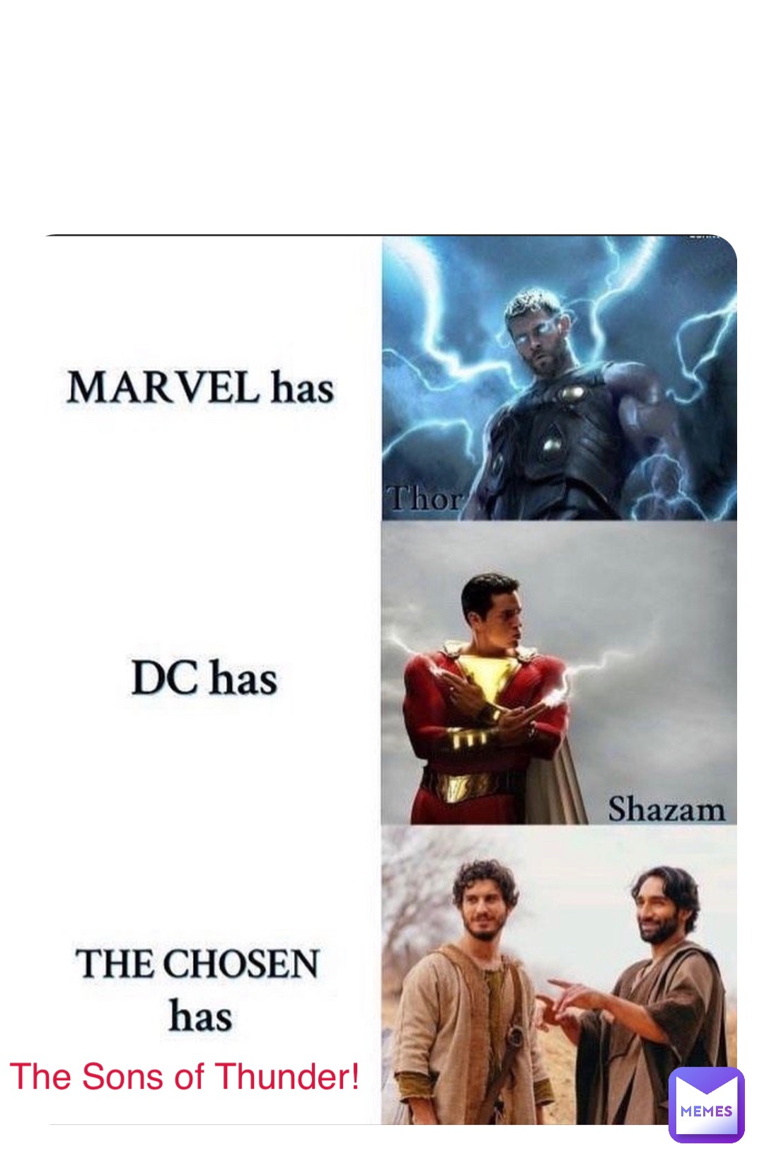 Dc: 👁👄👁
Marvel: 👁👄👁 The Sons of Thunder!