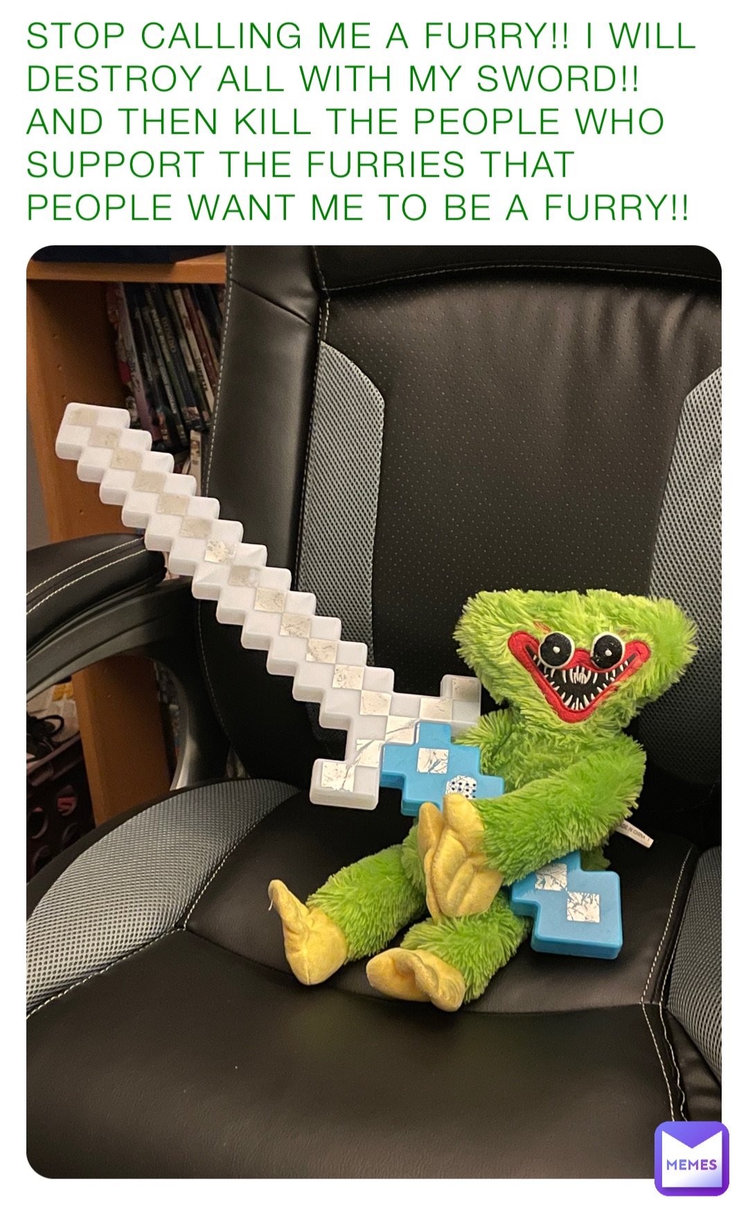 STOP CALLING ME A FURRY!! I WILL DESTROY ALL WITH MY SWORD!! AND THEN KILL THE PEOPLE WHO SUPPORT THE FURRIES THAT PEOPLE WANT ME TO BE A FURRY!!