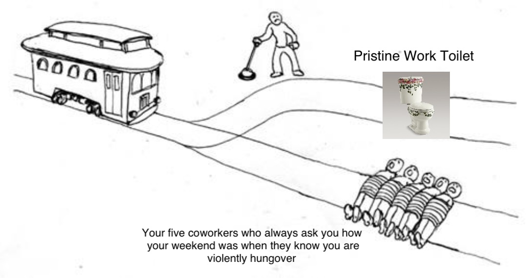 Pristine Work Toilet Your five coworkers who always ask you how your weekend was when they know you are violently hungover