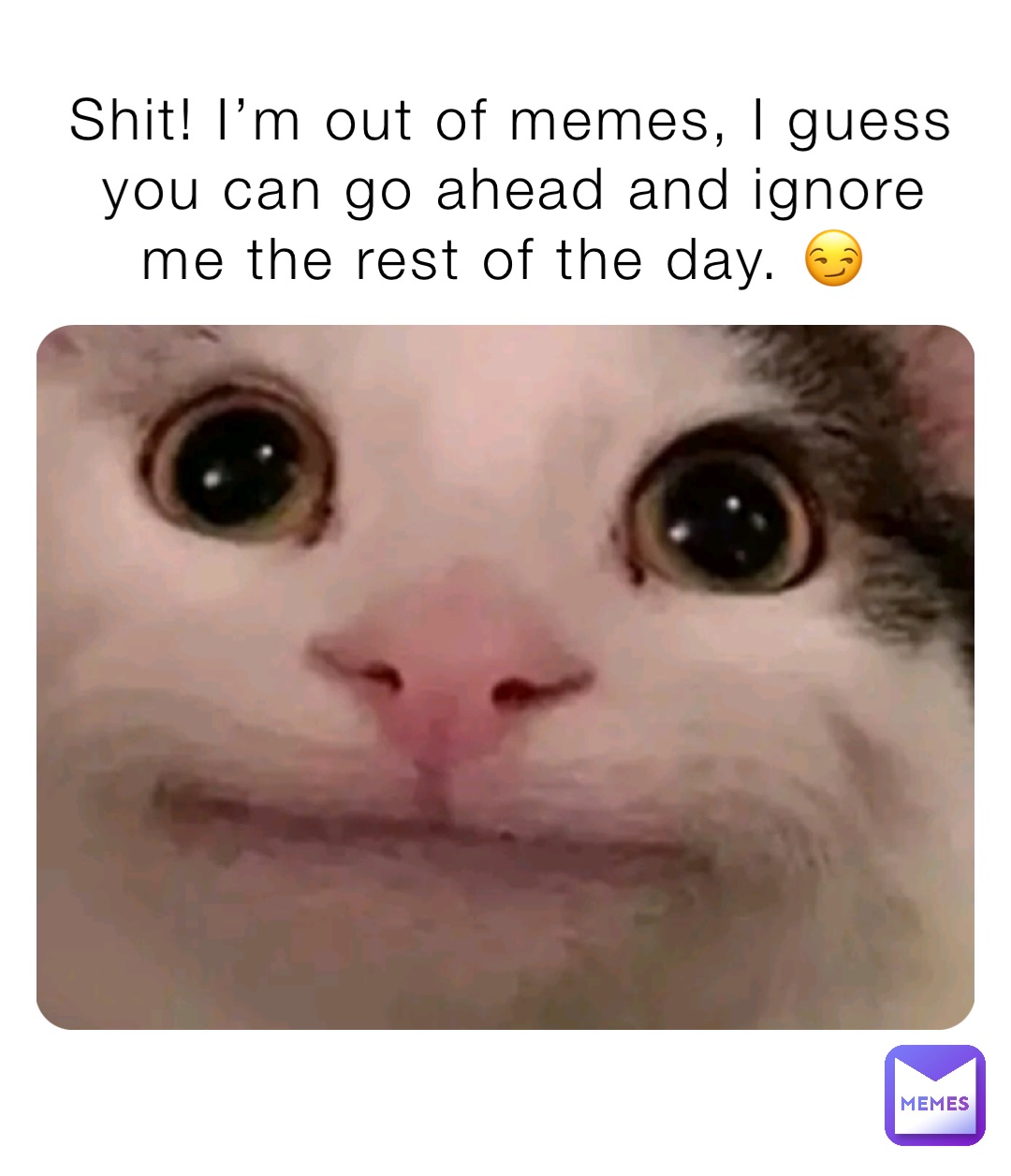 Shit! I’m out of memes, I guess you can go ahead and ignore me the rest of the day. 😏