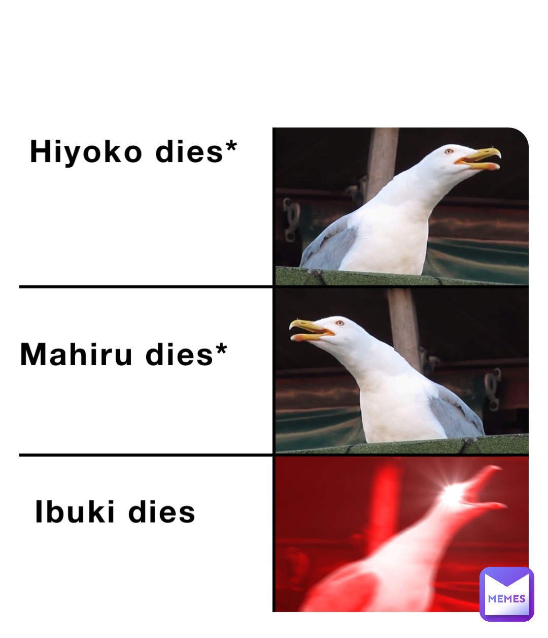 Hiyoko dies* Ibuki dies Mahiru dies*