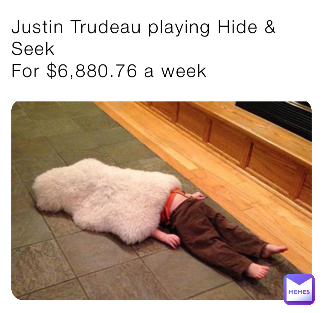 Justin Trudeau playing Hide & Seek 
For $6,880.76 a week